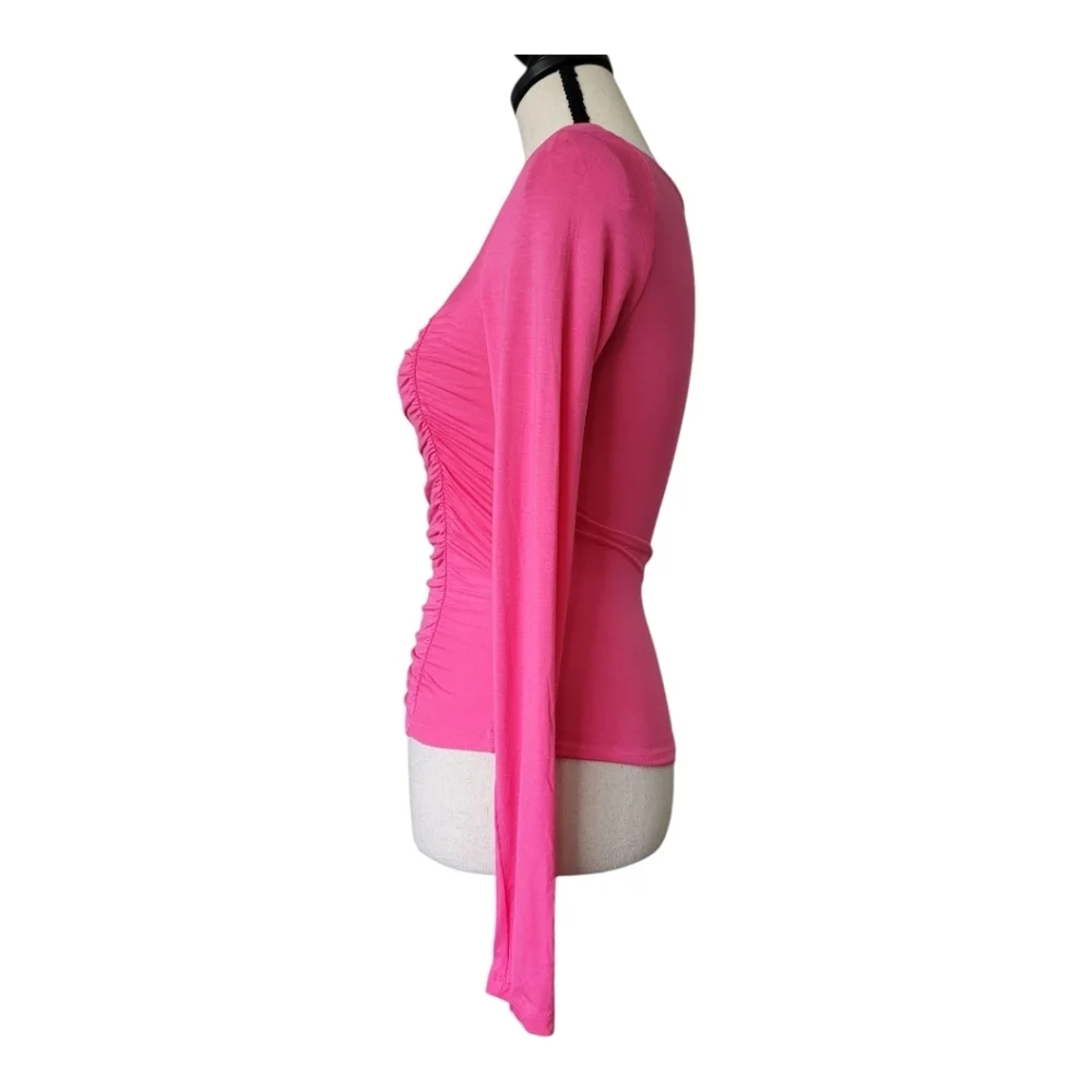 💕Elodie Square Neck Long Sleeve Rouched Crop Top Size XS New - Picture 5 of 7